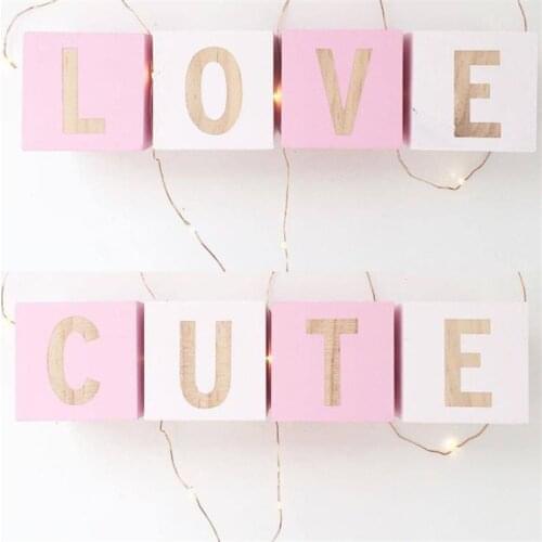 INS Wood Alphabet Number Cubes Set Kids Wooden Letter Building Blocks Craft Early Learning Educational Toys Baby Room Decor Prop