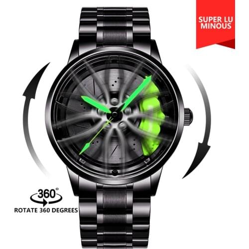 NEKTOM 2021 Dropshipping Top Brand Mens Watch 3D Model Luminous Spinning Super Car Wheel Hub Watch Quartz Wrist Watch For BMVV