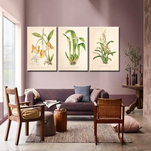 Nordic Simple Flower and plant 3 Pieces Decorative Painting Modular Picture Wall Art Canvas Painting for Living Room frame