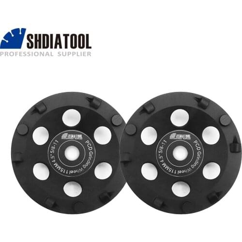 SHDIATOOL 2pcs Dia 4.5" 5/8-11 Thread PCD Grinding Cup Wheel Polycrystalline Diamond Grinding Wheel