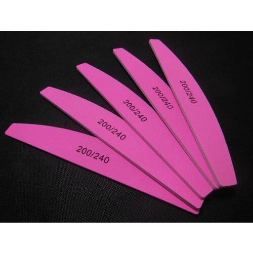 5 pcs high quality pink halfmoon shape nail file 200/240 professional nail file