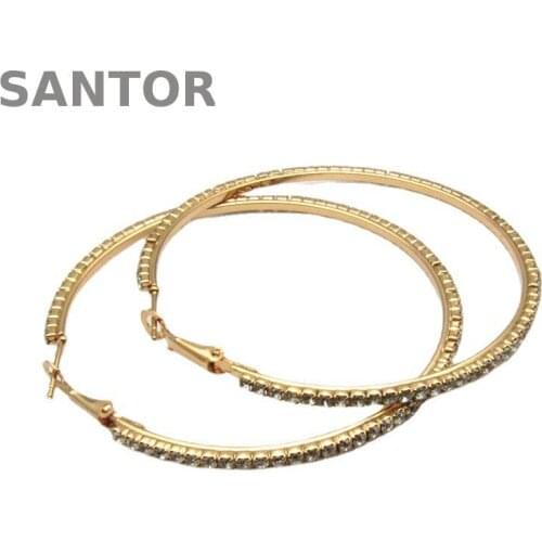 70mm Luxury Hip Hop Large Hoop Earrings Set Inlaid Earrings Zircon Big Circle Hoops Earrings Women Jewelry