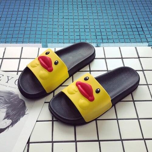 Large Size 36-45 Men/Women Summer Home Slippers Cute Duck Fashion Comfort PVC Indoor Slides Female Anti-skid Bathroom Flip Flops