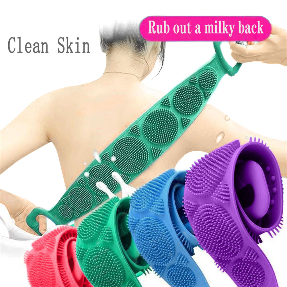 Silicone Back Scrubber Soft Loofah Bath Towel Bath Belt Body Exfoliating Massage For Shower Body Cleaning Bathroom Shower Strap