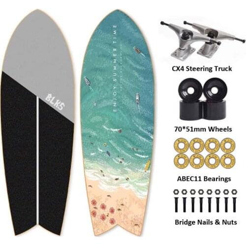 75*24cm 007 Land Surfing Skateboard Cruise CX4 Truck Street Fish Board Beginner Skate Men Simulation Surfing Training Skateboard