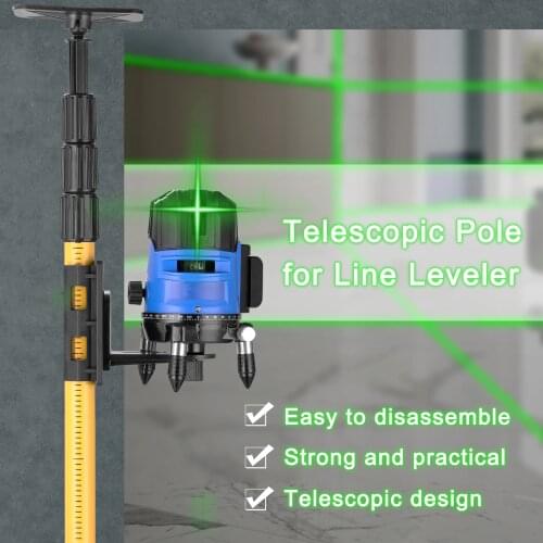 Telescopic Pole for Line Leveler Aluminum Alloy Adjustable Lift Extend Bracket Holder Stand Support for 1/4' 5/8'' Laser Level