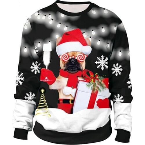 Unisex 2020 Ugly 3D Christmas Sweater For Holidays Santa Elf Christmas Funny Fake Hair Sweater Autumn Winter Blouses Clothing