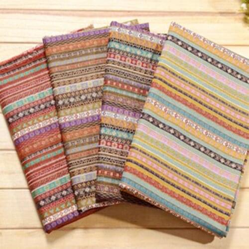 Vintage Brand Zaka 4 Colors 23x24cm Bohemia Stripe Printed Cotton Linen Fabric