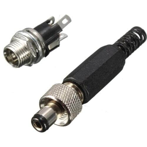 2.1MM x 5.5MM Screw Locking DC Power Connector Female Plug & Metal Panel Mount Socket Locable Secure Standard Plug Socket