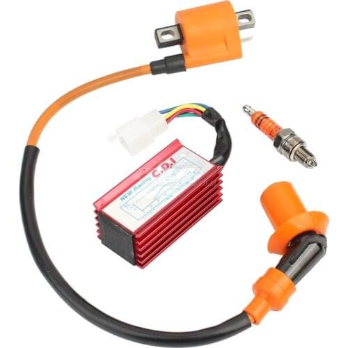 High Performance Racing Motorcycle 5 pin Ignition Coil AC ignition For 70cc-160cc engine Scooter Moped Dirt bike With Spark Plug