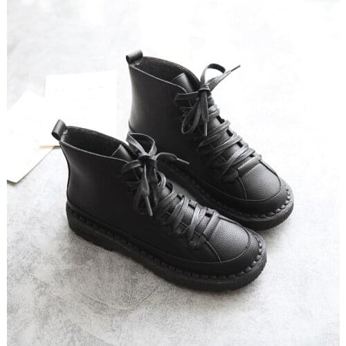 Womens boots Japanese literary retro Mori girl round flat shoes comfortable soft bottom casual shoes single boots ankle boots