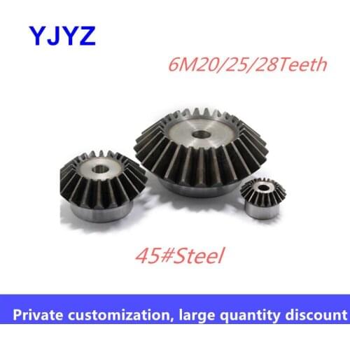1 pc 6M20/25/28teeth bevel gear craft hole 90 degree transmission 45 steel quenching