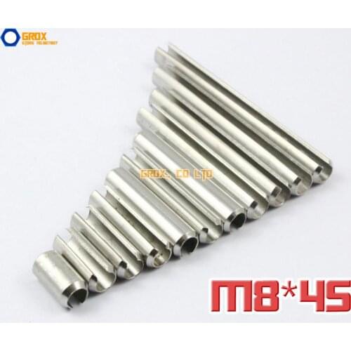 10 Pieces M8 x 45mm 304 Stainless Steel Slotted Spring Tension Pin Sellock Roll Pin