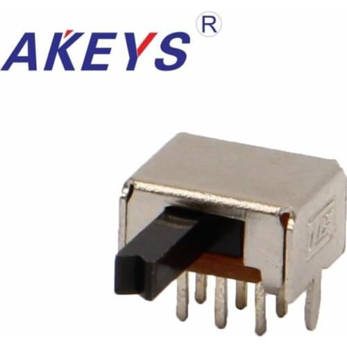 10PCS SK-22D03 2P2T Double pole double throw handle heights 4mm slide switch side insert 6 pin with 2 fixed pin