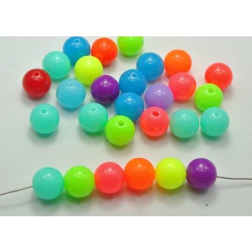 100 Mixed Neon Color Acrylic Round Beads 12mm Smooth Ball