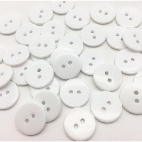 100pcs 18mm White Color Round Resin Buttons 2 Holes Shirt Button Scrapbooking Cardmaking