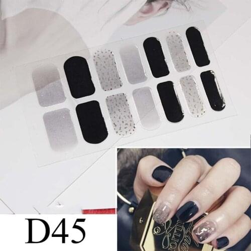 14tips/sheet Colorful Shinny Full Nail Art Tips DIY Adhesive Wraps Waterproof Nail Stickers Decorations Manicure D45