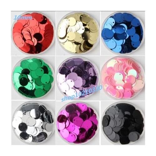1500pcs/pack 10mm PVC Flat Round loose Sequins Paillettes sewing Wedding Craft Accessories Clothing shoes hat with 1 side hole