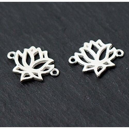 2pcs/lot 925 Sterling Silver Hollow Craft Lotus Connectors Charm Pendant Beads Fit Women Bracelets Necklace DIY Jewelry Making