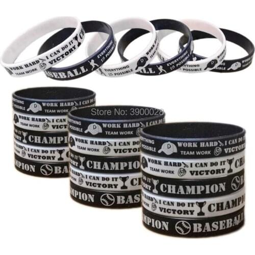 300pcs Baseball Motivational silicone wristband Personalized Rubber bracelets Sports Gifts shipping by DHL A