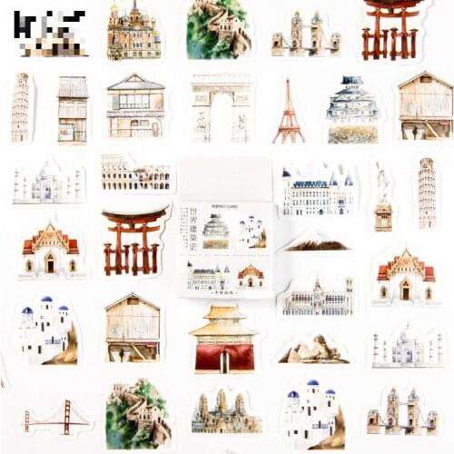 45sheets/set Sticker Set History Of World Architecture Diy Cute Stickers Ins Style Scrapbooking Stationery Art Supplies