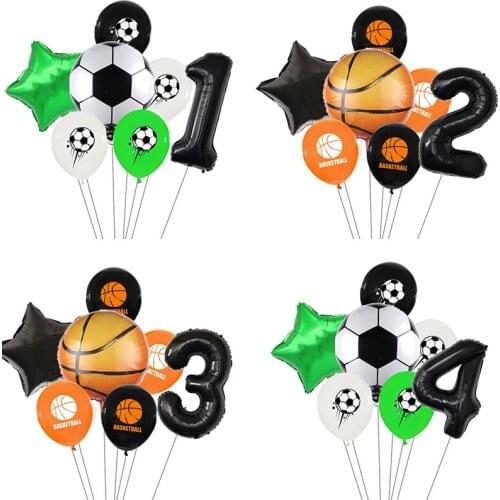 7pcs/lot Football Balloons Birthday Party Decorations Baby Shower Kids Boy World Cup Digit Number Ball Soccer Party Supplies