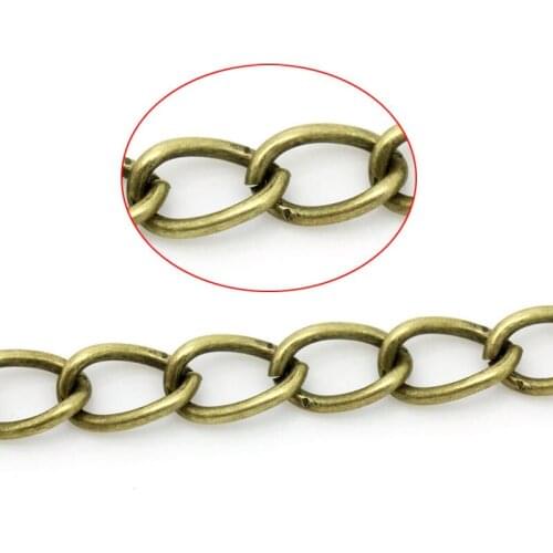 8SEASONS Link Curb Chains Findings Antique Bronze 5x8mm,3M (B27156)