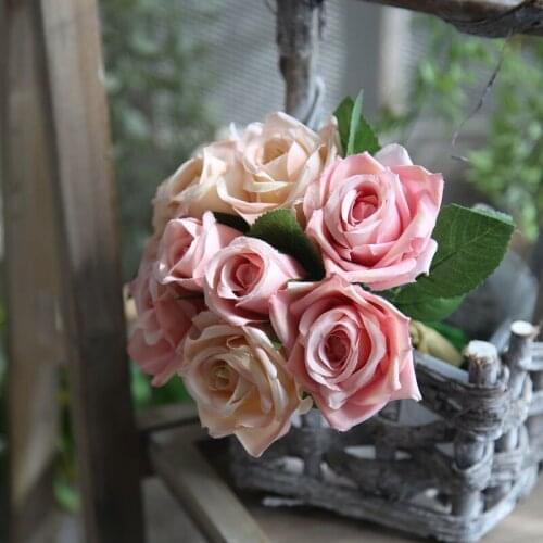 9pcs for one bouquet dried artificial flowers, rose flower bouquet Wedding Party Decoration dried flowers