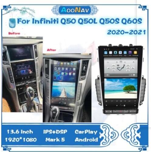 Mark 5 13.6“ ANDROID 9.0 FAST BOOT VERTICAL SCREEN Car RADIO For INFINITI Q50 Q50L Q50S Q60 GPS Navigation Autoradio Multimedia