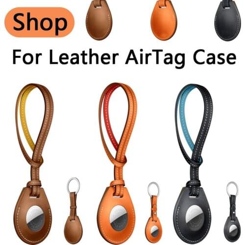 Case For Apple Airtags Case Leather loop Keychain Protective For Airtag Tracker Locator Device Anti-lost For airtag air tag Case