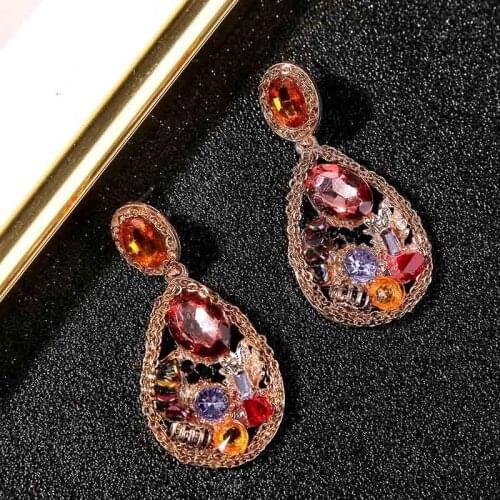 Earrings color zircon droplets geometry in Europe and the earrings cross border contracted metal pendant jewelry