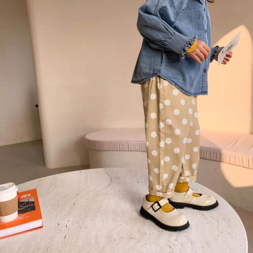 Childrens pants 2021 spring Korean boys' and girls' Polka Dot pants childrens wide casual pants