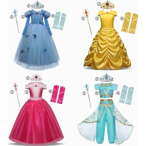 Kids Princess Dress Halloween Girls Elsa Dress Snow White Dress for Girls Cosplay Costume Princess Dress Girl Birthday Gift