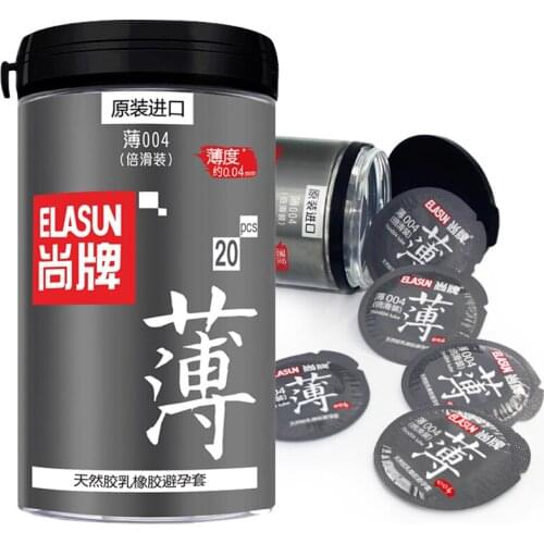 ELASUN 20 PCS Ultrathin 0.04mm Sexy Lubricated Condoms Nautural Rubber Penis Condoms for Men for couples erotic toys sex shop