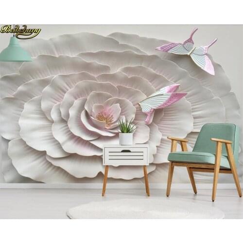Beibehang Custom Photo Wallpaper Large Mural 3D Anaglyph Floral Flower Butterfly TV Background wall papers home decor
