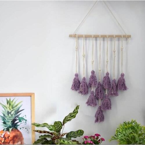 Tassel Bohemian Macrame Handmade Knitting Cotton Rope Tapestry Wall Hanging Tapisserie Banner Tassel Craft Home Decor Textiles