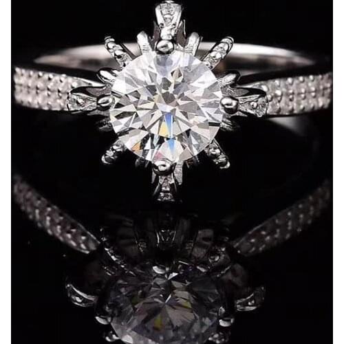 S925 Sterling Silver White Gold Plated Women Moissanite Rings 1-2ct Diamond D Color Fountain Ring Fine Jewelry