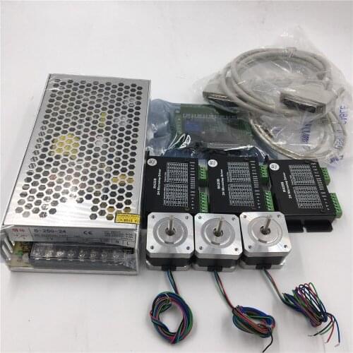 3Axis Nema17 56.6oz.in L40mm Stepper Motor Driver Kit + Power Supply + 5Axis Breakout Board + Parallel USB Cable CNC Set