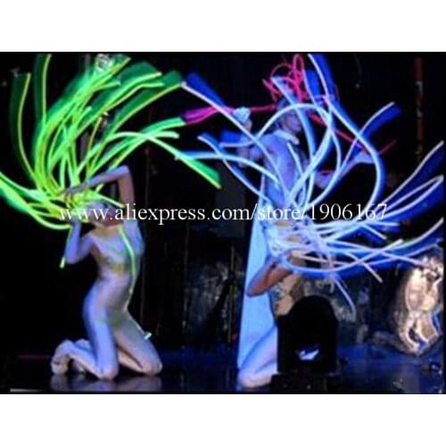 Colorful Led Light Up Luminous Flashing Growing Christmas Hair Party Halloween Masquerade Led Wigs Dance Headwear For DJ KTV