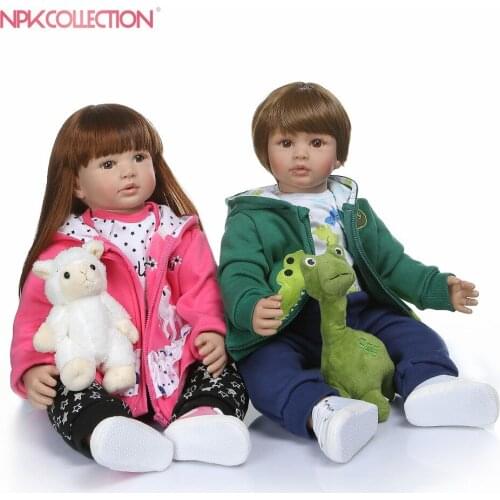 NPKCOLLECTION 60CM high quality reborn toddler boy doll in hoodie dress bebe doll reborn 6-9Month real baby size doll