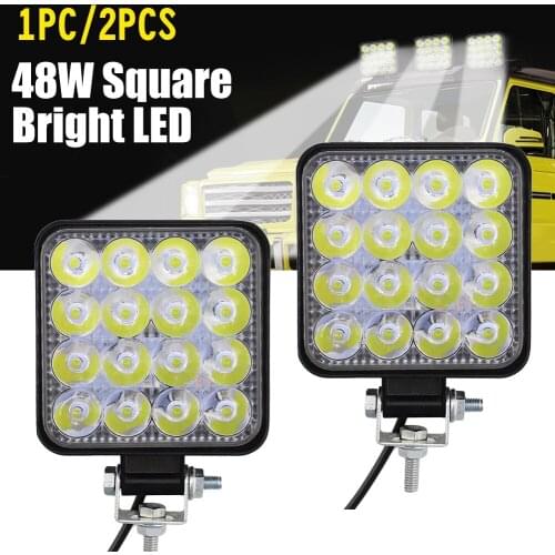 Square LED Spotlight Work Light Car 4x4 SUV 48W Truck Driving Fog Lamp for Camping Hiking Backpacking Car Repairing Fog lights