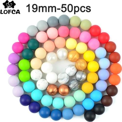 LOFCA 50pcs 19mm Round Shaped Silicone Beads Baby Teether BPA-Free Food Grade Baby Toy DIY Jewelry Necklace Nursing Accessories