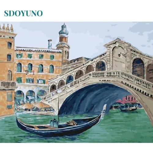 SDOYUNO 60x75cm Oil Paint By Numbers Scenery Frameless DIY Painting By Numbers Kits Landscape Digital Hand Painting On Canvas