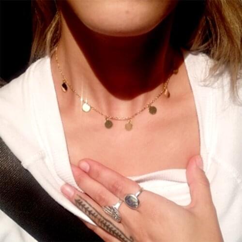 Fashion Women Simple Gold Stainless Steel Star Butterfly Dragonfly Round Tassels Non-fading Party Necklace Neck Chains Choker