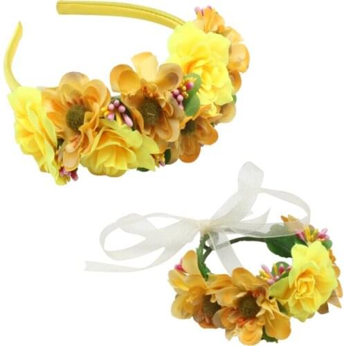 Miss ctue European and American fashion simulation wreath ribbon hairband childrens beach photo hair accessories
