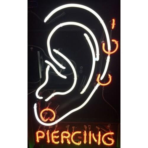 Neon Sign For Ear with Ring Piercing Tattoo glass Tube Beer art club Lamps resterant light advertise custom Impact Attract light
