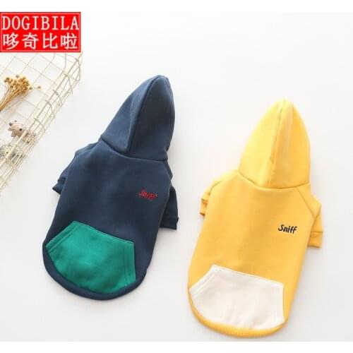 Autumn new fashion sweater dog Simple pure color zipper dog clothing Pet clothes hoodie