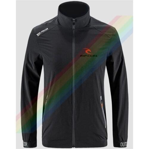 Rip Popular Orange Curl Logo Slim Sport Street Windbreaker Zipper Thin Jacket Mens Casual Front Printing Jacket Asian Size