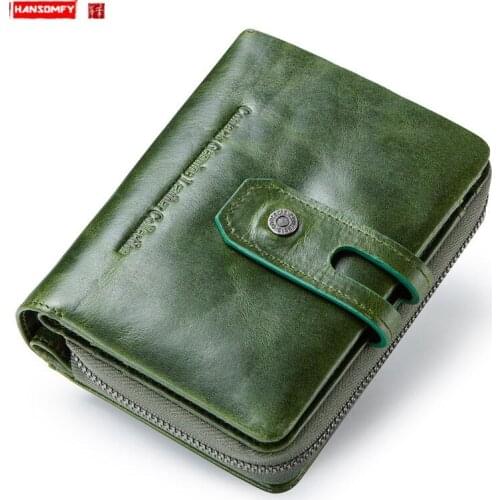 New Casual Buckle Genuine Leather Women Wallet Leather Multi-function Women Coin Purse Ladies Small Card Holder Wallets