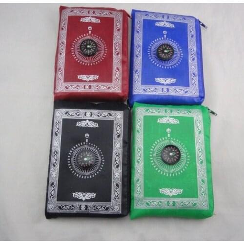 Drop shipping new arrival Islamic Portable Zipper Pocket Prayer Mat With Compass 60*100CM Muslim Prayer Mat for Travel Business